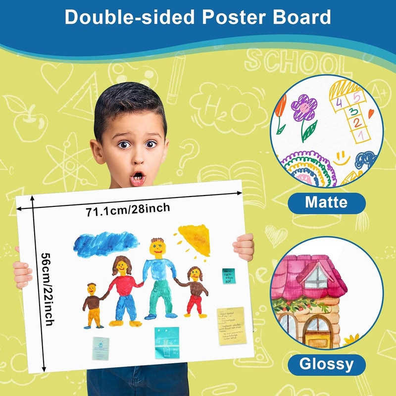 rookea 10 Pcs 22" x 28" Poster Board White Poster Paper Bulk, 250 GSM Thickness Vision Boards Smart Poster Board for School Arts Craft Projects Presentations Drawing Scrapbooking Blank Graphic Display - Image 2